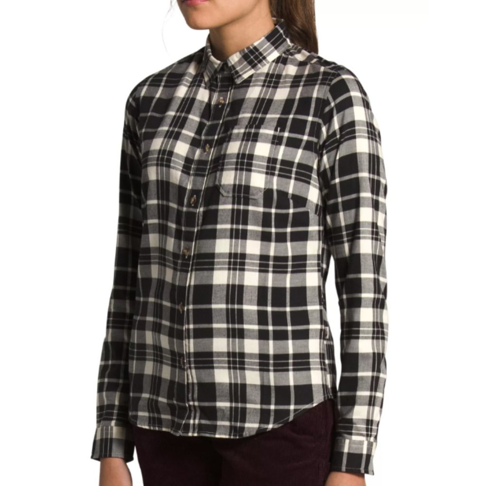 The North Face Berkeley Girlfriend Long Sleeve Shirt Black Plaid NWT Button Up